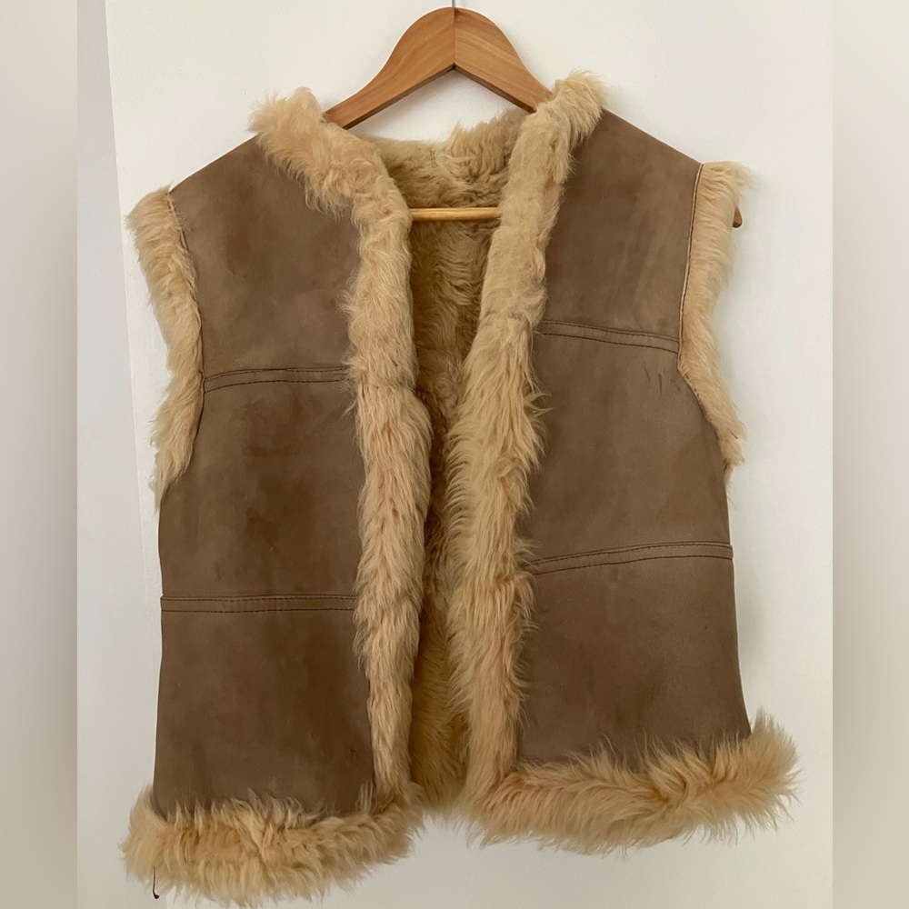 Vintage suede/fur reversible vest